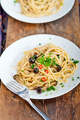 Image showing Italian pasta and mushroom sauce 