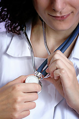 Image showing Portrait of a young doctor with stethoscope.