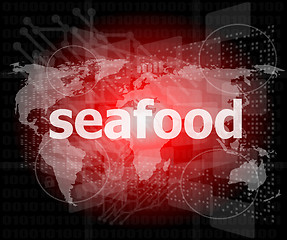 Image showing seafood word on a virtual digital background