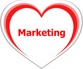 Image showing marketing concept, marketing word on love heart