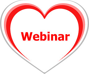 Image showing marketing concept, webinar word on love heart