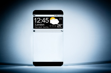 Image showing Smart phone (copy space display) with a transparent display.