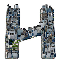 Image showing Urban H letter from city font collection