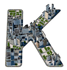 Image showing Urban K letter from city font collection