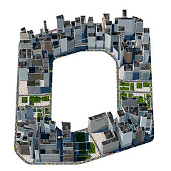 Image showing Urban o letter from city font collection