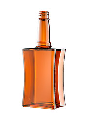 Image showing Red glass bottle for cognac or whisky isolated 