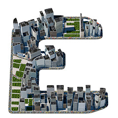 Image showing Urban E letter from city font collection