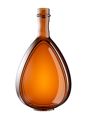 Image showing Red glass bottle for wine or cognac isolated