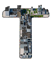 Image showing Urban t letter from city font collection