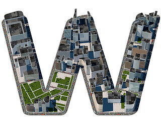 Image showing Urban W letter from city font collection