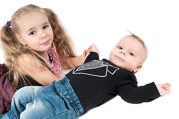 Image showing Baby boy with sister