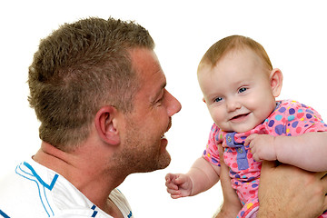 Image showing Smiling father and baby