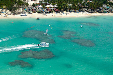 Image showing Boats and beach from above