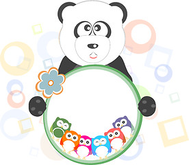 Image showing birthday party elements with cute owls and panda