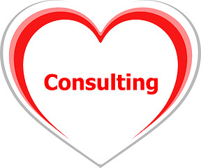 Image showing marketing concept, consulting word on love heart