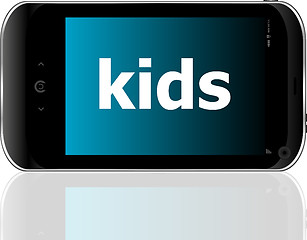 Image showing smart phone with kids word, social concept