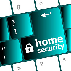 Image showing Safety concept: computer keyboard with Home security icon on enter button background