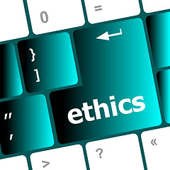 Image showing A keyboard with a key reading ethics