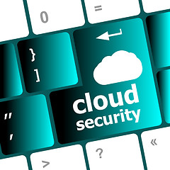 Image showing Cloud security concept showing cloud icon on computer key