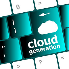 Image showing cloud generation words concept on button of the keyboard