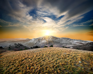 Image showing Mountains and dry grass