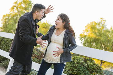 Image showing Stunned Excited Pregnant Woman and Husband with Hand on Belly