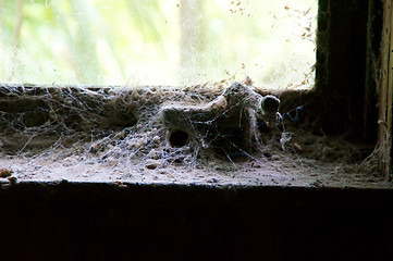 Image showing cobweb covered window sill and handle