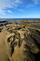 Image showing rock stone sky cloud  water  musk pond  coastline 