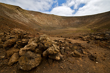 Image showing vulcanic timanfaya  rock stone sky  hill and summer in los volca