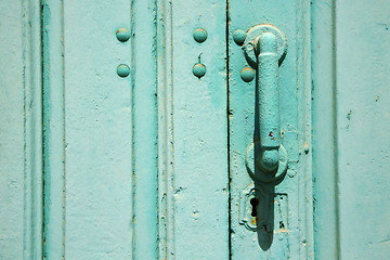 Image showing spain canarias brass   door  lanzarote abstract 