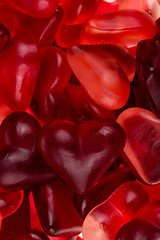 Image showing Brightly coloured red gums hearts