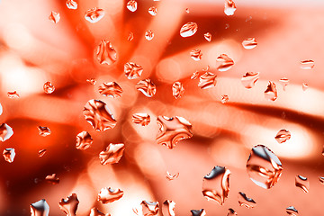 Image showing red abstract background with water drops