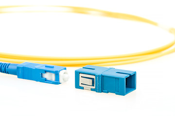 Image showing blue fiber optic SC connector