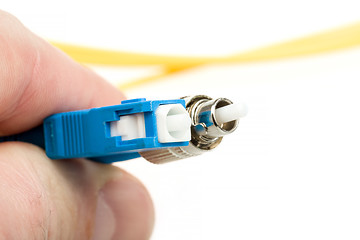 Image showing blue fiber optic SC connector and FC type connector