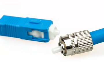 Image showing blue fiber optic SC connector and FC type connector