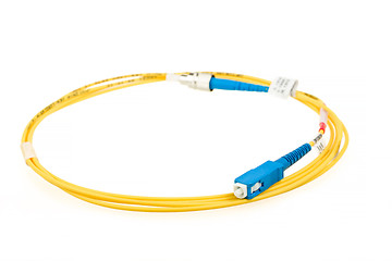 Image showing blue fiber optic SC connector patchcord