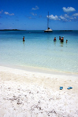 Image showing  boat  and coastline in isla contoy 