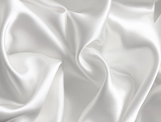 Image showing Smooth elegant white silk as wedding background 