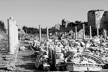 Image showing Turkey. Side. Antique ruins in black and white