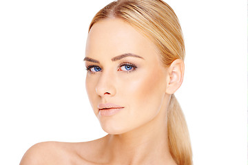 Image showing Beautiful blond woman with blue eyes