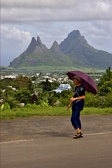 Image showing women   cloudy mountain plant