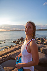 Image showing Attractive woman at seaside