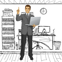 Image showing Vector Business Man Shows Something With Finger