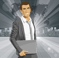 Image showing Vector Businessman With Laptop