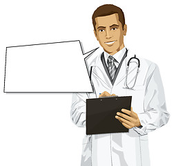 Image showing Vector Doctor Man With Clipboard