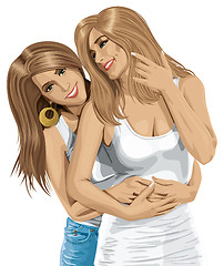 Image showing Vector Women Gay Couple Looking on Camera