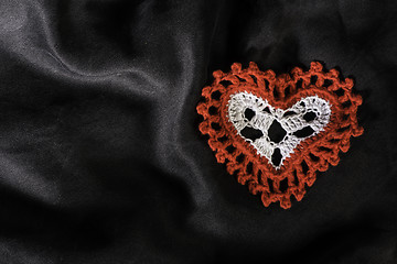 Image showing Heart shape made of red textile