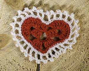 Image showing Heart shape made of red textile