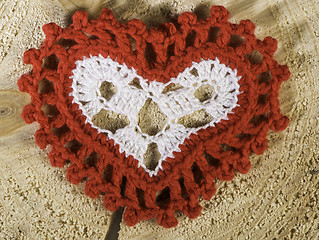 Image showing Heart shape made of red textile