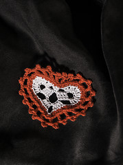 Image showing Heart shape made of red textile